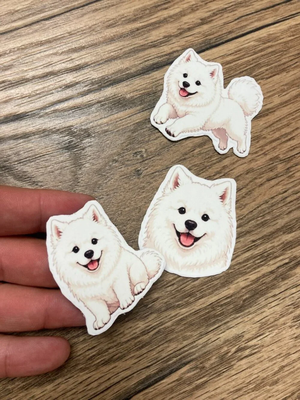 3 Flexible Dog Magnets White Samoyed Puppy Refrigerator Fridge Decor Set